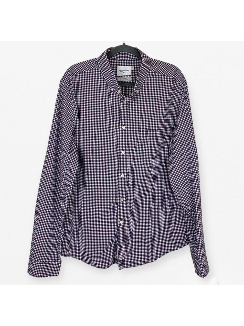 Goodfellow & Co navy pink small Gingham Casual dress button down slim fit Shirt